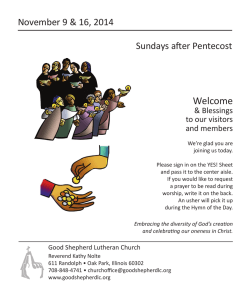 Welcome November 9 &amp; 16, 2014 Sundays after Pentecost &amp; Blessings