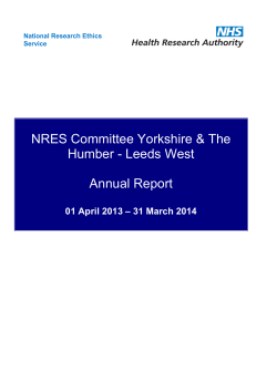 NRES Committee Yorkshire &amp; The Humber - Leeds West  Annual Report
