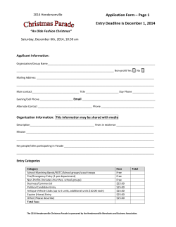 Application Form – Page 1 Entry Deadline is December 1, 2014
