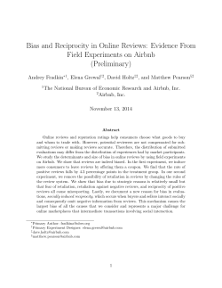 Bias and Reciprocity in Online Reviews: Evidence From (Preliminary)