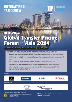 Global Transfer Pricing Forum – Asia 2014 THIRD ANNUAL
