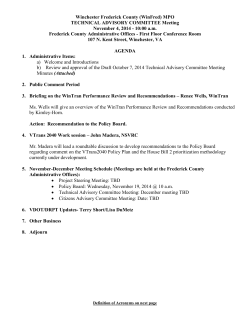 Winchester Frederick County (WinFred) MPO TECHNICAL ADVISORY COMMITTEE Meeting