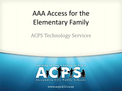 AAA Access for the Elementary Family ACPS Technology Services www.acps.k12.va.us