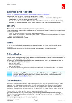 Backup and Restore