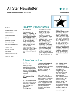 All Star Newsletter Program Director Notes