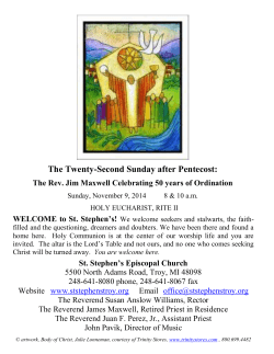 The Twenty-Second Sunday after Pentecost: WELCOME to St. Stephen’s!