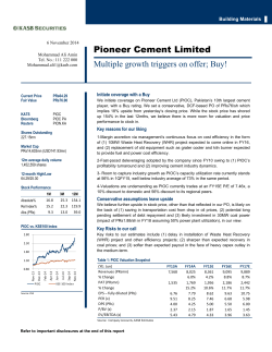 Pioneer Cement Limited Multiple growth triggers on offer; Buy!