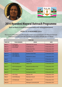 2014 Nyandeni Mayoral Outreach Programme FROM 10-14 NOVEMBER 2014