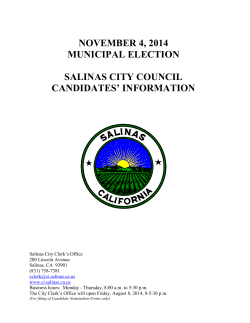 NOVEMBER 4, 2014 MUNICIPAL ELECTION SALINAS CITY COUNCIL