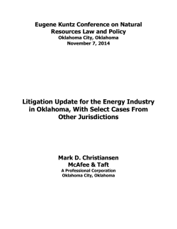 Litigation Update for the Energy Industry Other Jurisdictions
