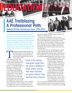 T AAE Trailblazing A Professional Path: Special 20-Year Anniversary Issue 1994—2014