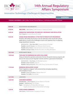 14th annual Regulatory affairs symposium Innovative Technology: Challenges &amp; Opportunities