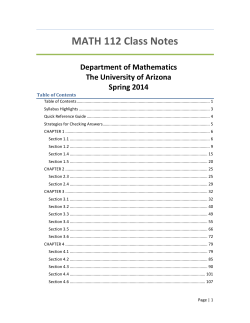 MATH 112 Class Notes  Department of Mathematics The University of Arizona