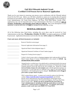 Fall 2014 Fifteenth Judicial Circuit Certified Civil Process Server Renewal Application