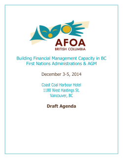 Building Financial Management Capacity in BC First Nations Administrations &amp; AGM