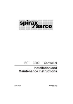 Installation and Maintenance Instructions BC 3000 Controller IM-P403-16