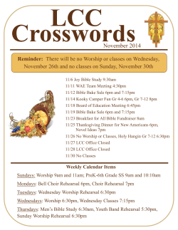 LCC Crosswords November 2014 Reminder: