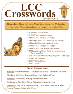 LCC Crosswords November 2014 Reminder: