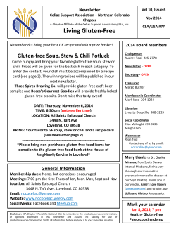 Living Gluten-Free Gluten-free Soup, Stew &amp; Chili Potluck Newsletter 2014 Board Members