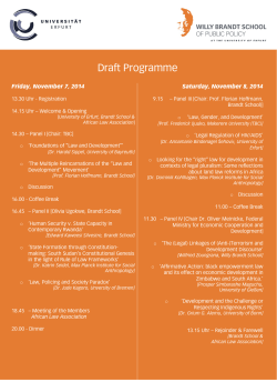 Draft Programme Friday, November 7, 2014 Saturday, November 8, 2014