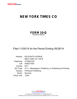NEW YORK TIMES CO FORM 10-Q