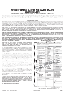 NOTICE OF GENERAL ELECTION AND SAMPLE BALLOTS NOVEMBER 4, 2014