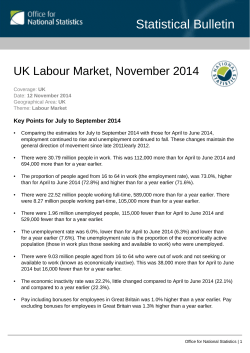 Statistical Bulletin UK Labour Market, November 2014