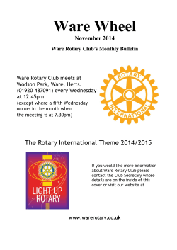 Ware Wheel The Rotary International Theme 2014/2015 November 2014