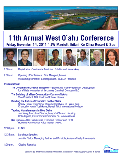 11th Annual West O`ahu Conference Friday, November 14, 2014