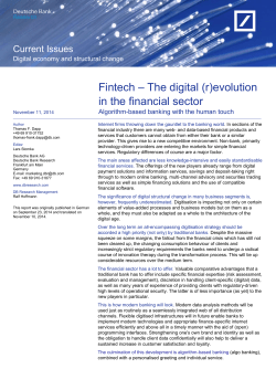 – The digital (r)evolution Fintech in the financial sector