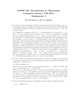 COMP 335: Introduction to Theoretical Computer Science: Fall 2014 Assignment 4