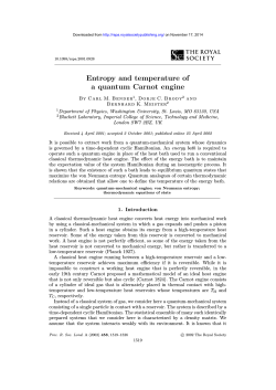 Entropy and temperature of a quantum Carnot engine