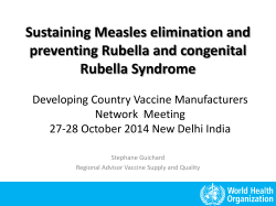 Sustaining Measles elimination and preventing Rubella and congenital Rubella Syndrome