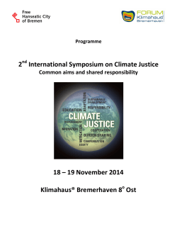 2 International Symposium on Climate Justice 18 – 19 November 2014