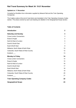 Rail Travel Summary for Week 34: 15-21 November