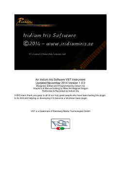 An Iridium Iris Software VST Instrument Updated November 2014 Version 1.0.0
