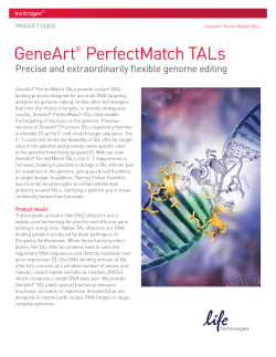 GeneArt PerfectMatch TALs Precise and extraordinarily ﬂ exible genome editing ®