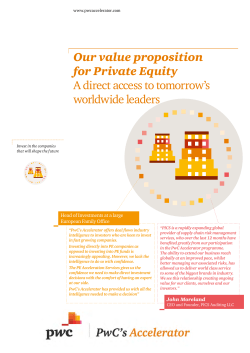 Our value proposition for Private Equity A direct access to tomorrow’s worldwide leaders