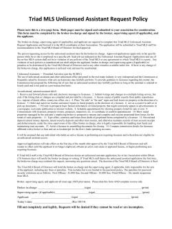 Triad MLS Unlicensed Assistant Request Policy