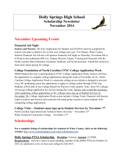 Holly Springs High School Scholarship Newsletter  November 2014