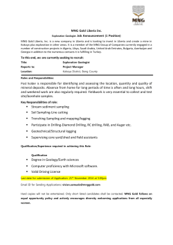 MNG Gold Liberia Inc. Job Announcement (1 Position)