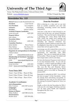 University of The Third Age Newsletter No.  115 November 2014