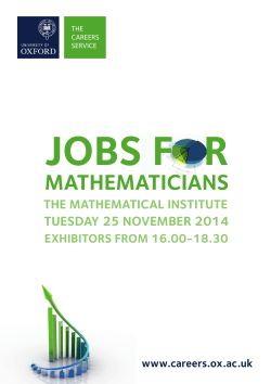 JOBS F   R MATHEMATICIANS THE MATHEMATICAL INSTITUTE TUESDAY 25 NOVEMBER 2014