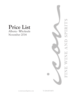 Price List Alberta - Wholesale November 2014 iconwineandspirits.com