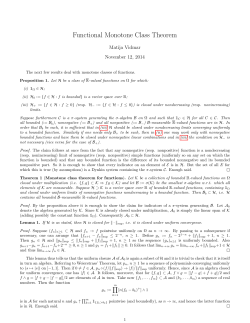 Functional Monotone Class Theorem Matija Vidmar November 12, 2014