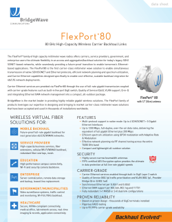 FlexPort 80 ® 80 GHz High-Capacity Wireless Carrier Backhaul Links