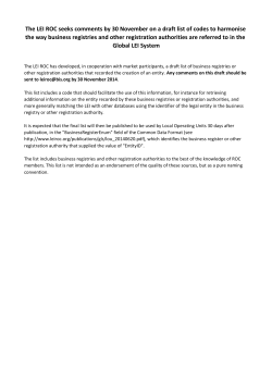 The LEI ROC seeks comments by 30 November on a... the way business registries and other registration authorities are referred...