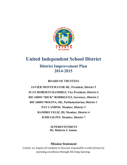 United Independent School District District Improvement Plan 2014-2015
