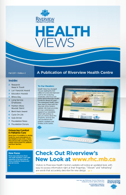 HEALTH VIEWS A Publication of Riverview Health Centre