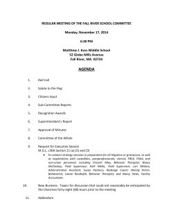 REGULAR MEETING OF THE FALL RIVER SCHOOL COMMITTEE 6:30 PM